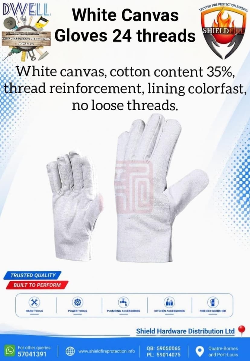 Dwell 24-Thread Heavy White Cotton Canvas Work Gloves