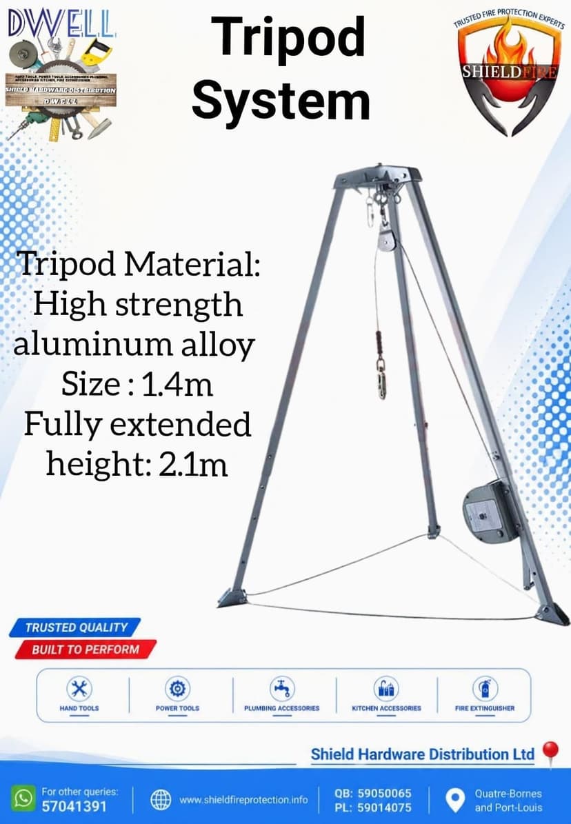Dwell Confined Space Rescue Tripod System with Retrieval Winch (1.4m - 2.1m)
