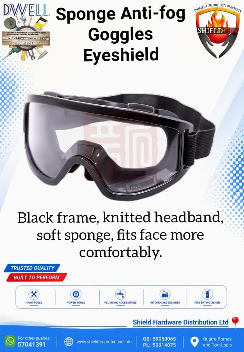 Dwell Wide-Vision Padded Anti-Fog Safety Eyeshield Goggles