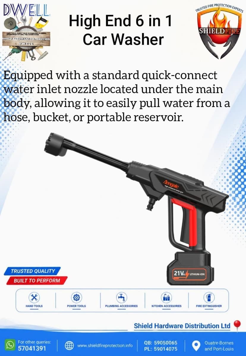 Mengale 21V Cordless 6-in-1 High Pressure Car Washer Gun