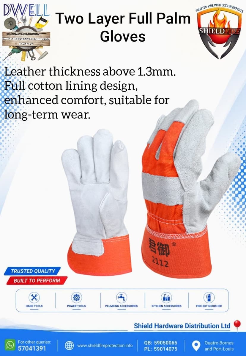 SAFEMAN 2112 Two-Layer Heavy Split Leather Full Palm Work Gloves