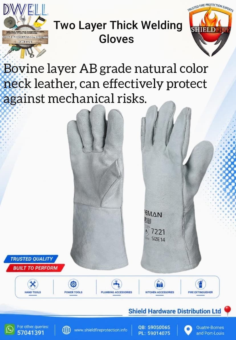 SAFEMAN 7221 AB-Grade Split Leather Heavy-Duty Welding Gauntlets
