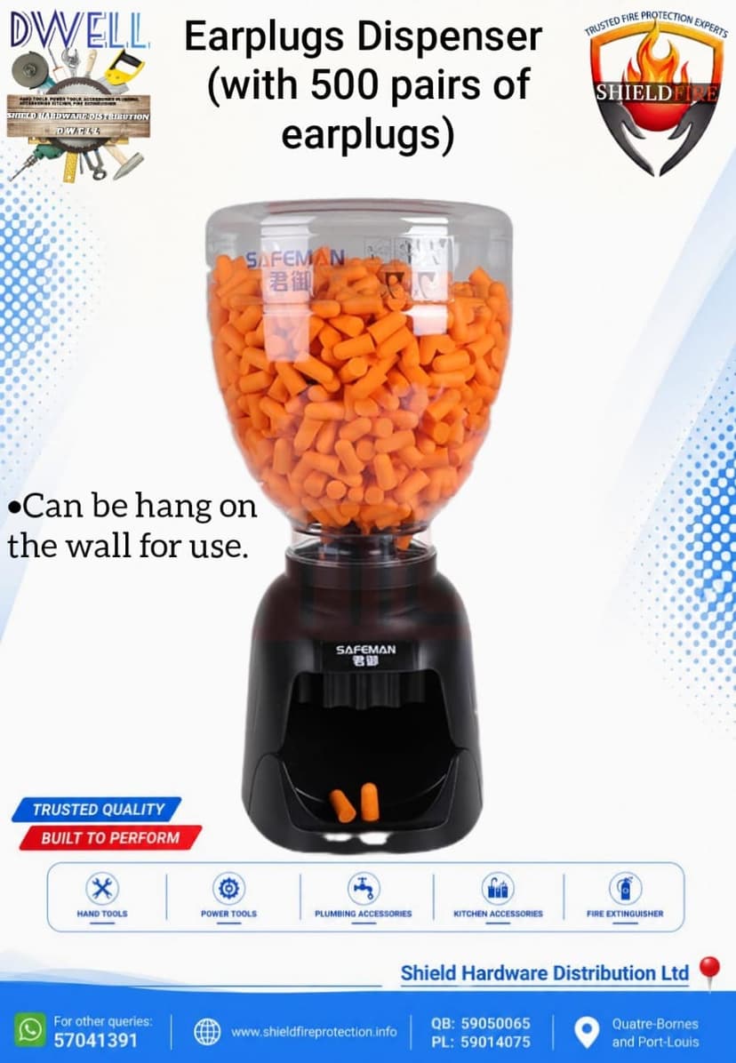 SAFEMAN Wall-Mount Industrial Earplugs Dispenser (Includes 500 Pairs)