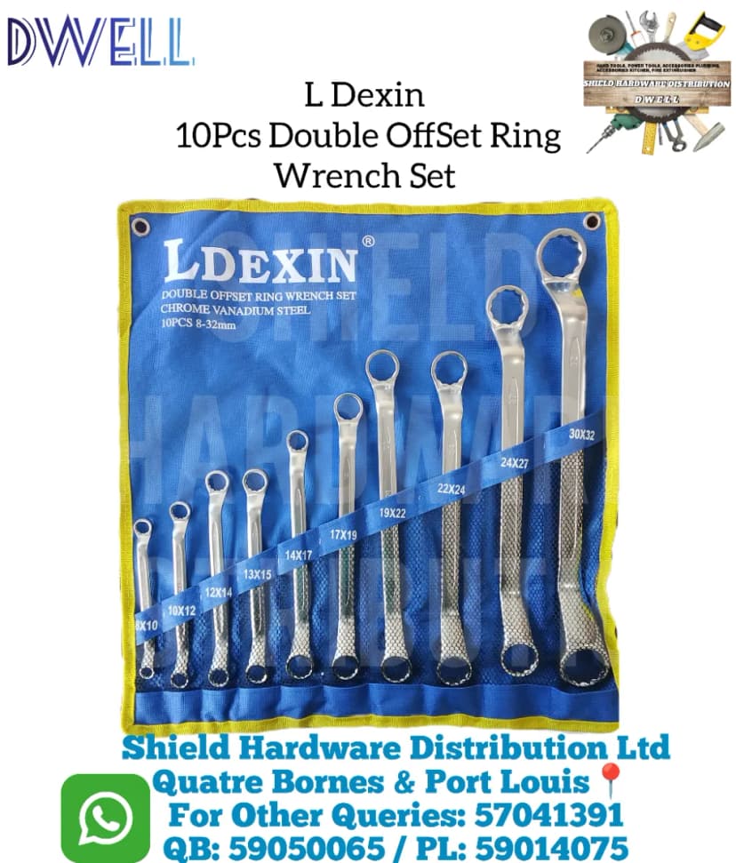L Dexin 10 Pcs Double Offset Ring Wrench Set