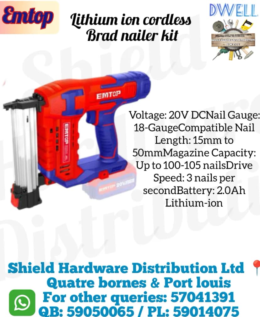 Lithium ion cordless brad nailer kit