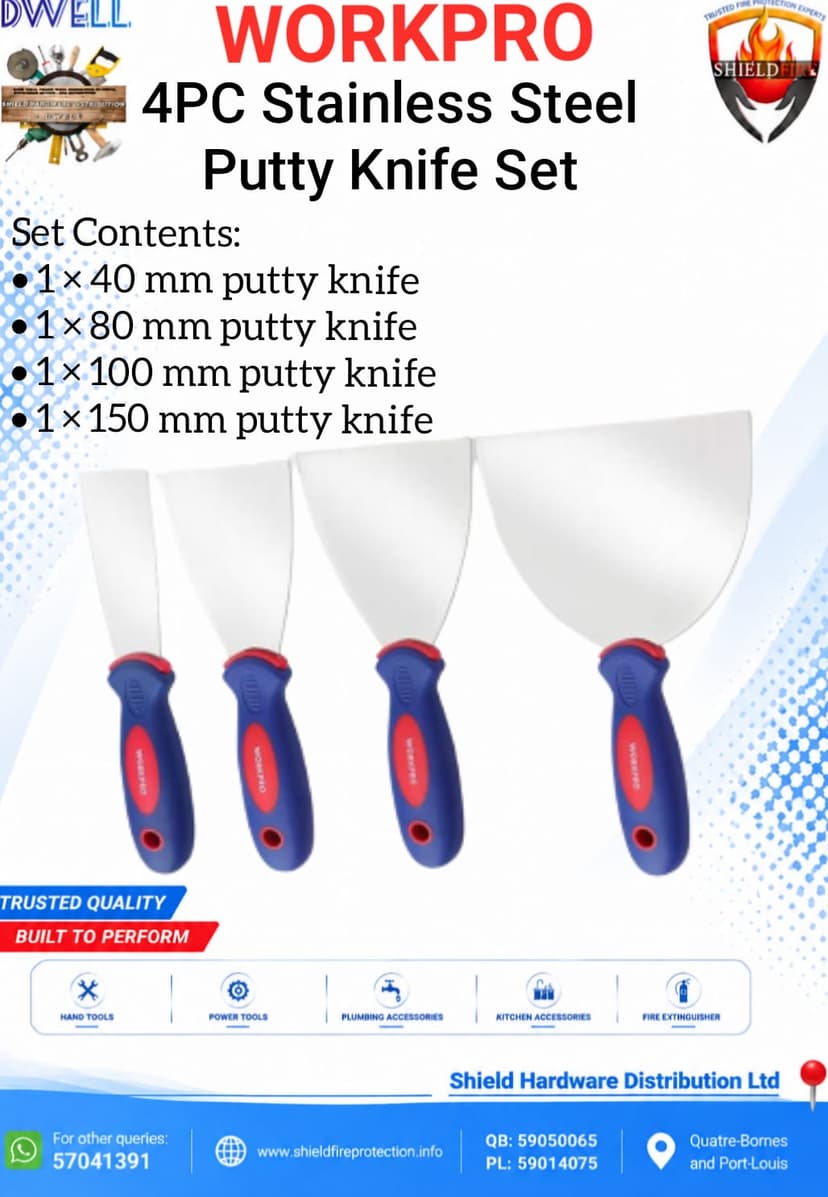 4PC Stainless Steel Putty Knife Set