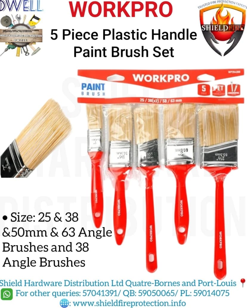 5 Piece Plastic Handle Paint Brush Set