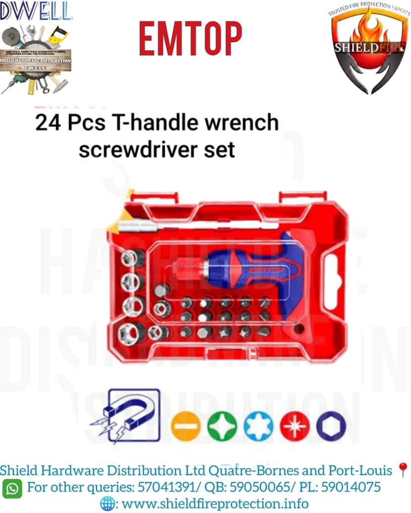 24 Pcs T-Handle Wrench Screwdriver Set