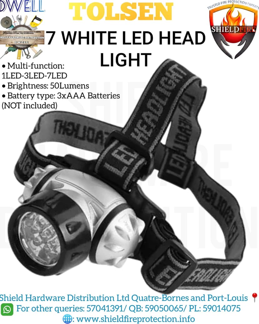 7 White LED Head Light